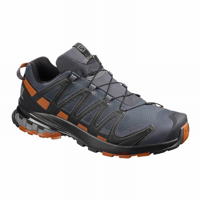 SALOMON XA PRO 3D V8 GORE-TEX WIDE Philippines - Men's Hiking Shoes - Dark Blue/Black | 054768-CJY